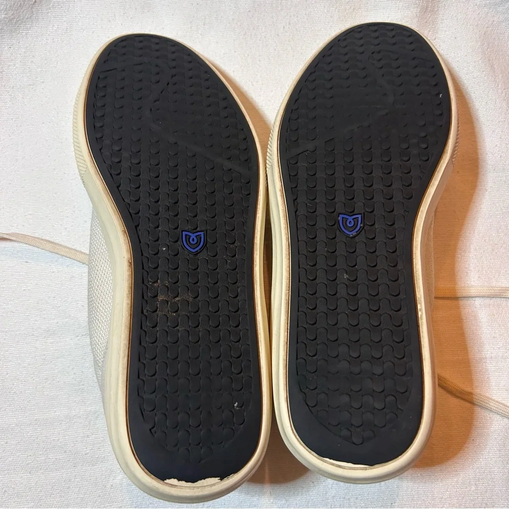 Rothy's RS02 Unisex Lace-Up Sneakers Men 9 Women 10.5 Beige Knit Mesh Comfort - Picture 5 of 8